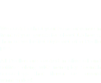 On-Site Cooking Menu (7 DAYS A WEEK) We cook fresh at your home or venue in front of your guests for about 1.5 hours, then serve buffet style out of a Paella pan. All Paellas are cooked in olive oil and saffron along with non-spicy Spanish seasonings that flavor our award winning rice!